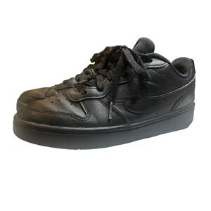 Nike Court Vision Low Men's Triple Black Leather Sneakers Size: 6Y